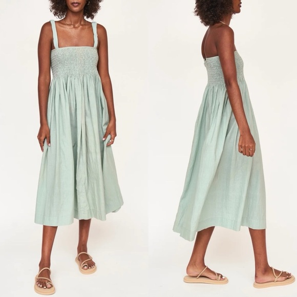 Mirth Georgia Midi Dress Frost Green Convertible Preppy Boho Summer Womens M - Picture 1 of 7